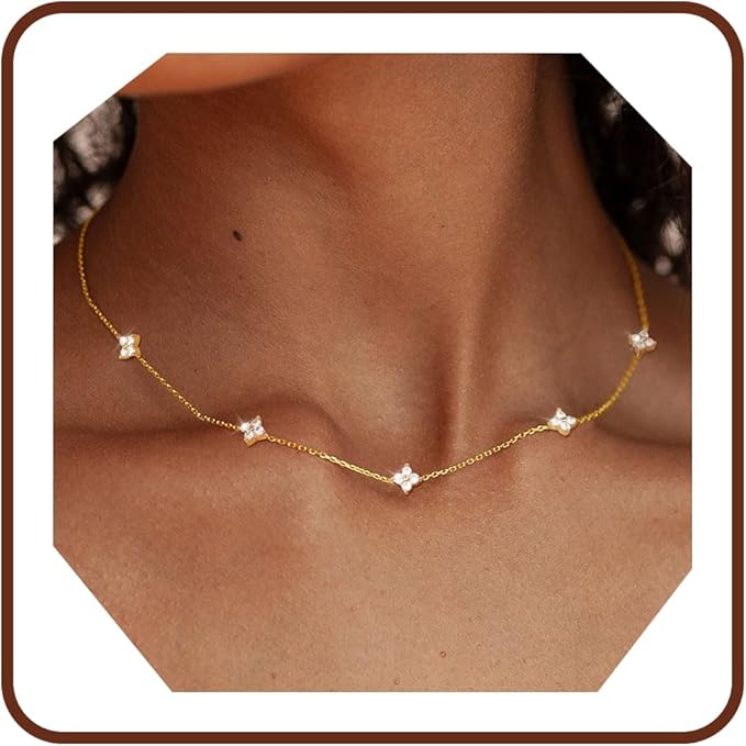 Aidenn Dainty Gold Silver Necklace for Women Girls Trendy Non Tarnish