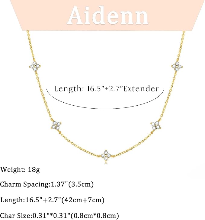 Aidenn Dainty Gold Silver Necklace for Women Girls Trendy Non Tarnish