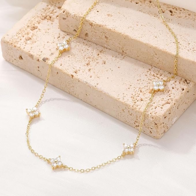 Aidenn Dainty Gold Silver Necklace for Women Girls Trendy Non Tarnish